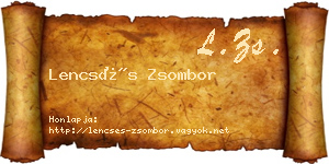 Lencsés Zsombor névjegykártya